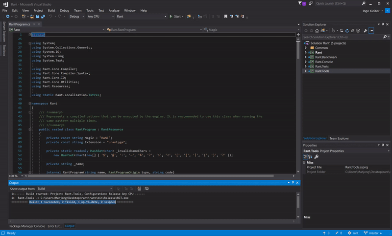 Building Rant in Visual Studio