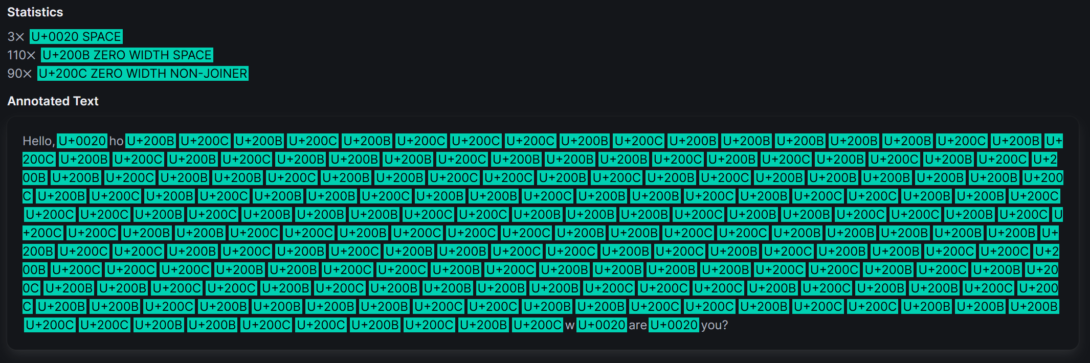 Invisible Characters